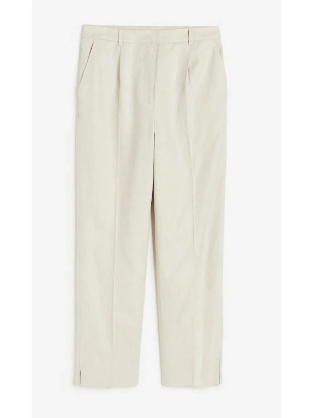 NWT H&M Wanita Linen Blend Tailored Trousers White Size 4